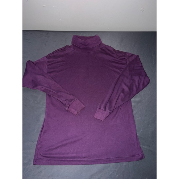 Ivy Club Classics Tops - Ivy Club Turtleneck Top Women Large Purple Excellent Long Sleeve Solid Mock Neck